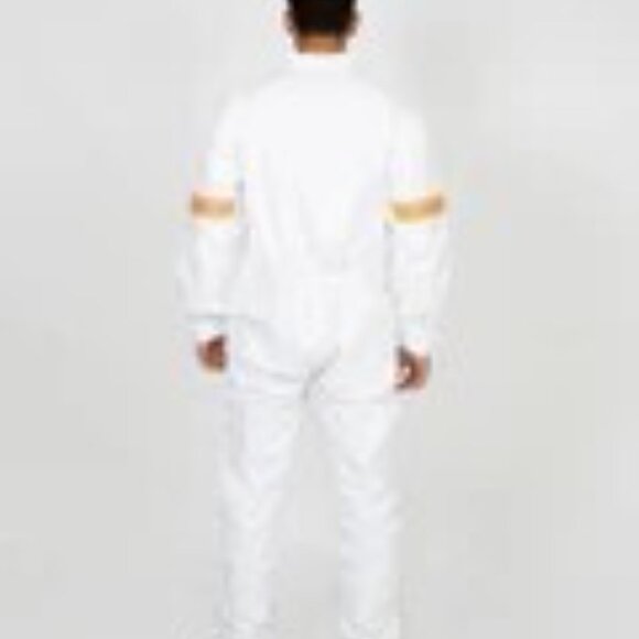 NEW PACKAGE | White Coveralls Overalls w/ Reflective Patches | 100% Cotton | L - Picture 4 of 6